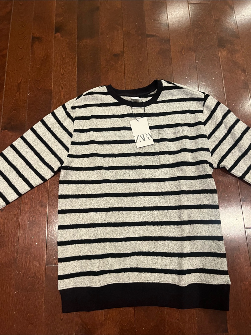 Zara Black and White Striped Knit Top